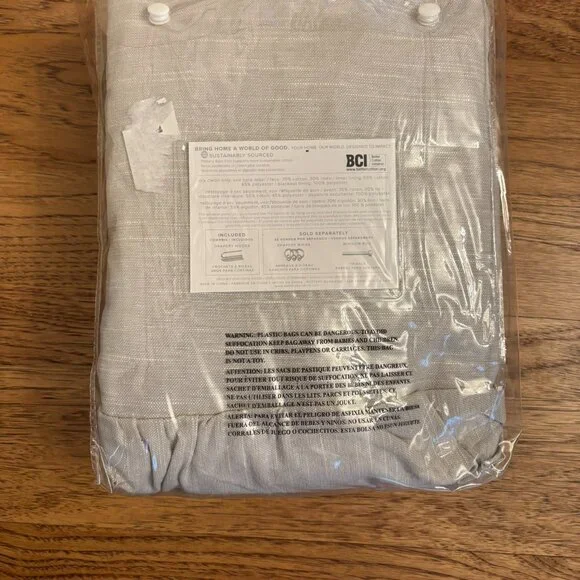 Pottery Barn 2 X Evelyn Linen Blend Ruffle Bottom Blackout Curtains GRAY 44"x84" - Picture 4 of 4